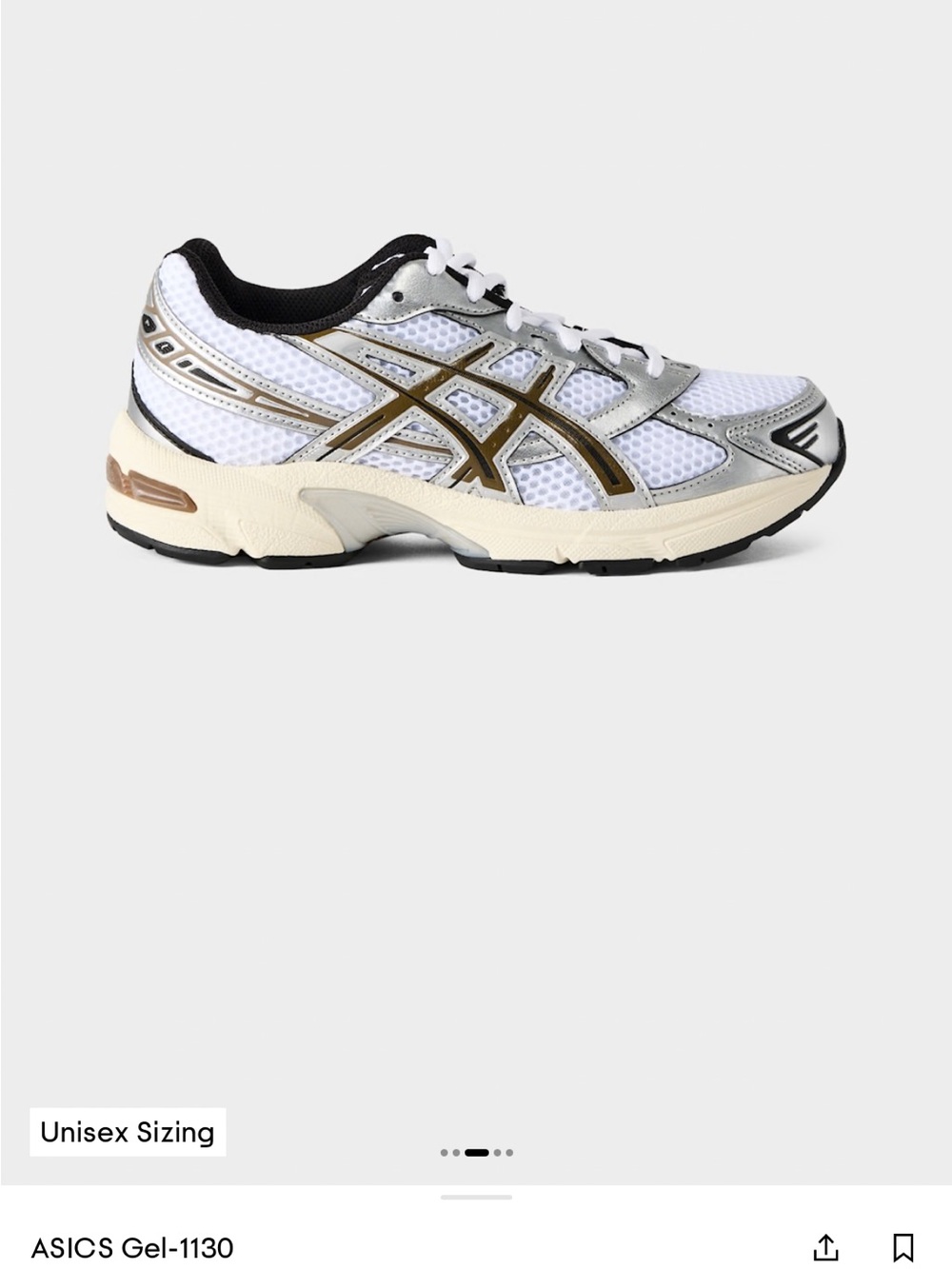 ASICS Women’s White, Gold & Black Gel-1130 Running Shoe
